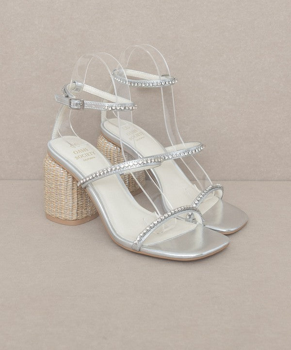 Shine Bright Studded Raffia Heeled Sandal