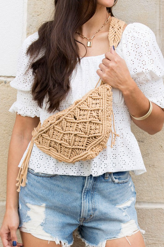 Beach Please Macrame Sling Bag