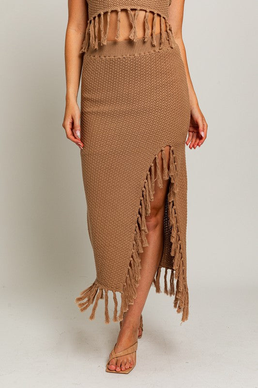 Catalina Island Tassel Midi Skirt