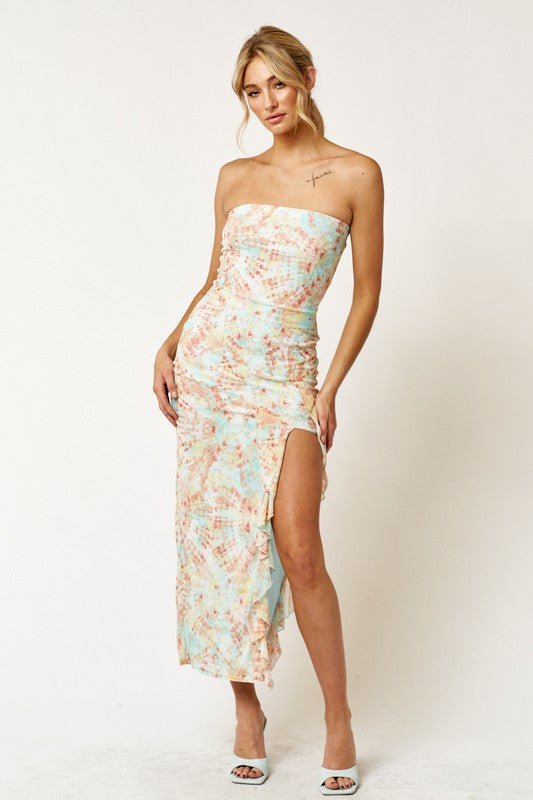 Yvette Ruffle Tube Maxi Dress