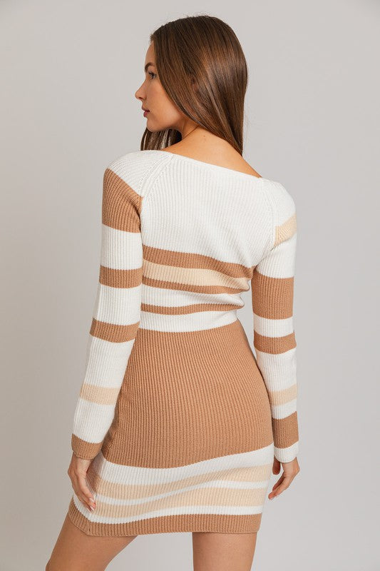 Biscotti Babe Striped Knit Mini Dress