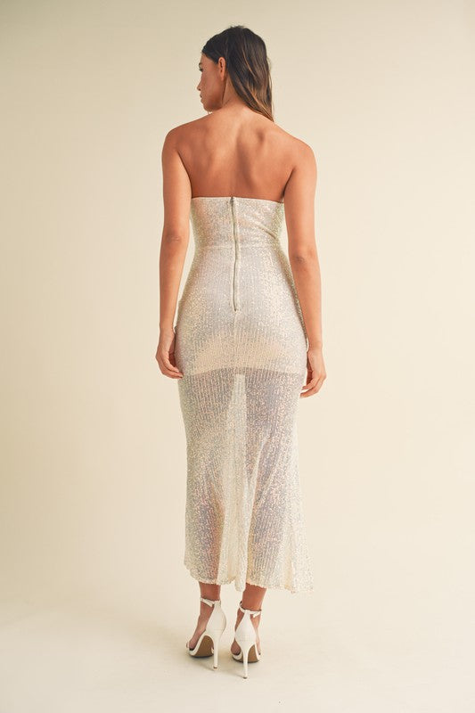 Fizz The Season Sequin Draped Maxi Dress