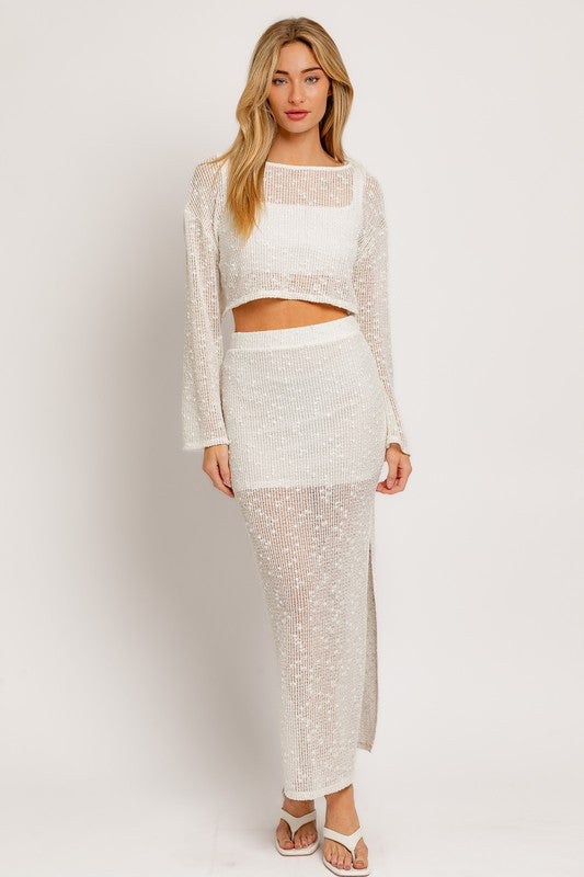 Cocoa Island Long Sleeve Crop Top - Extra Small