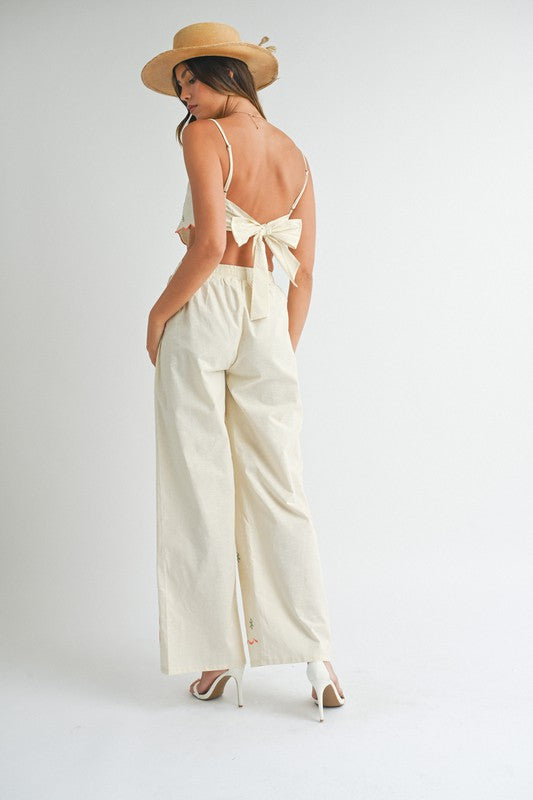 On Island Time Linen Embroidered Pants