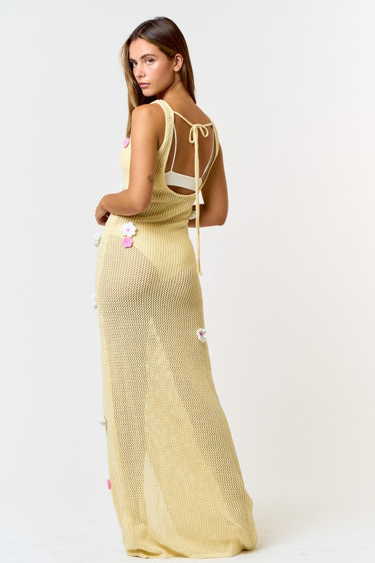 Beachside Blooms Crochet Maxi Dress
