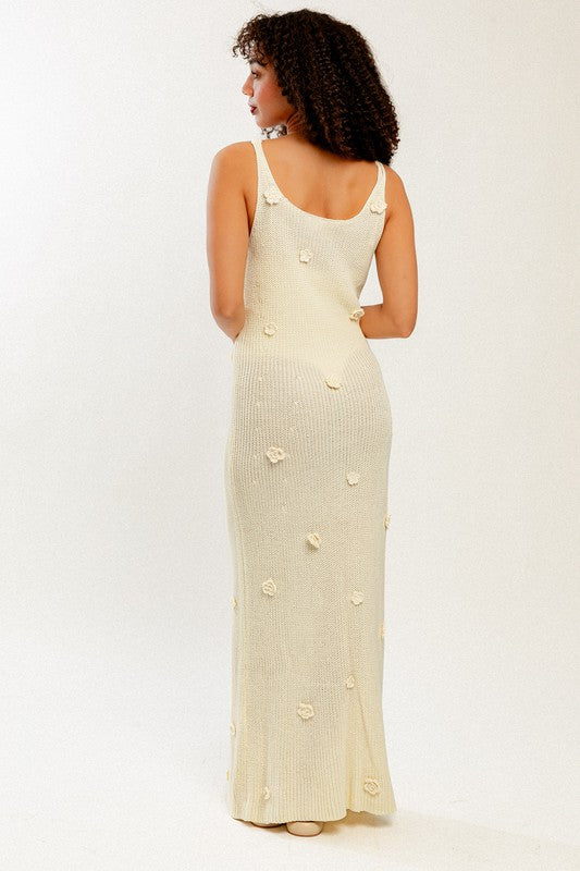 Blooming Elegance Sleeveless Crochet Maxi Dress - Small