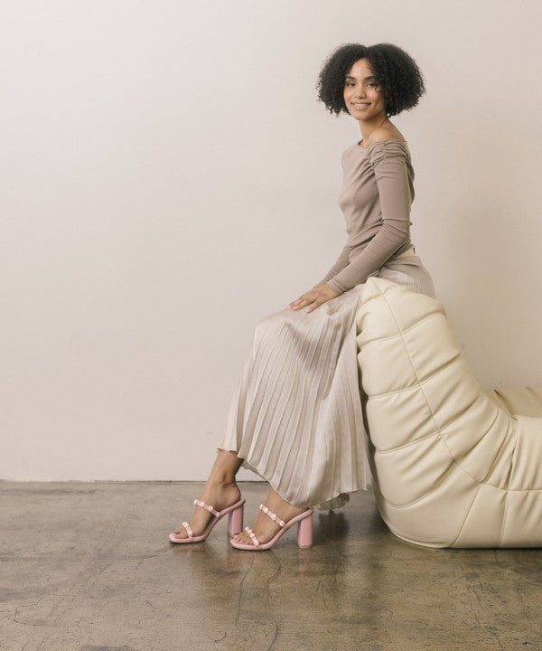 Nia Rosette Adorned Heeled Sandal