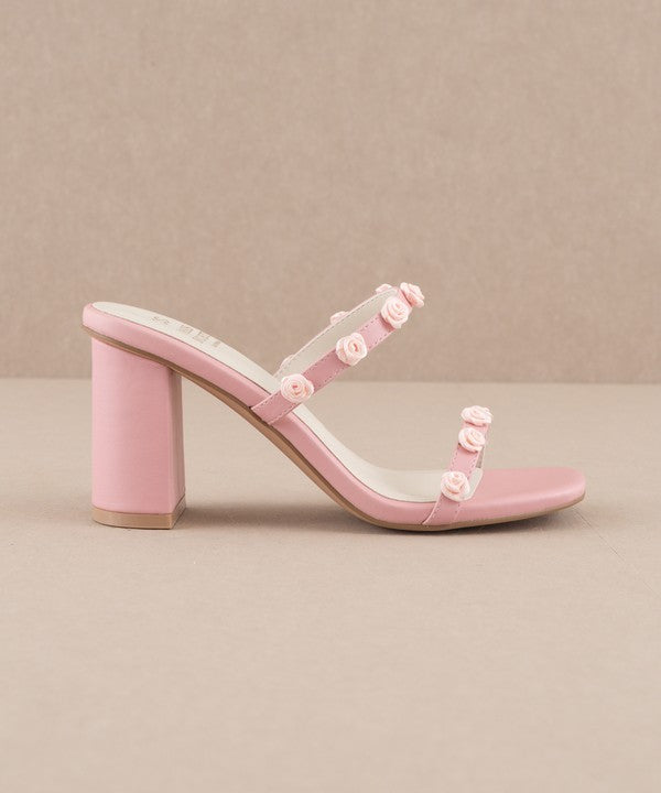 Nia Rosette Adorned Heeled Sandal