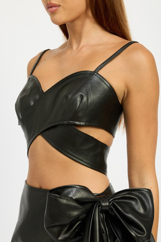 Afterparty Faux Leather Corset Top