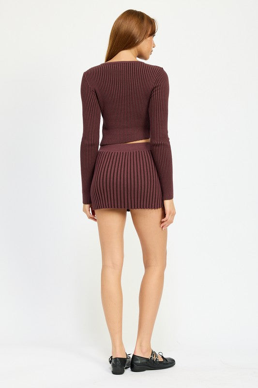 Cabernet Crush Ribbed Asymmetrical Cardigan Top