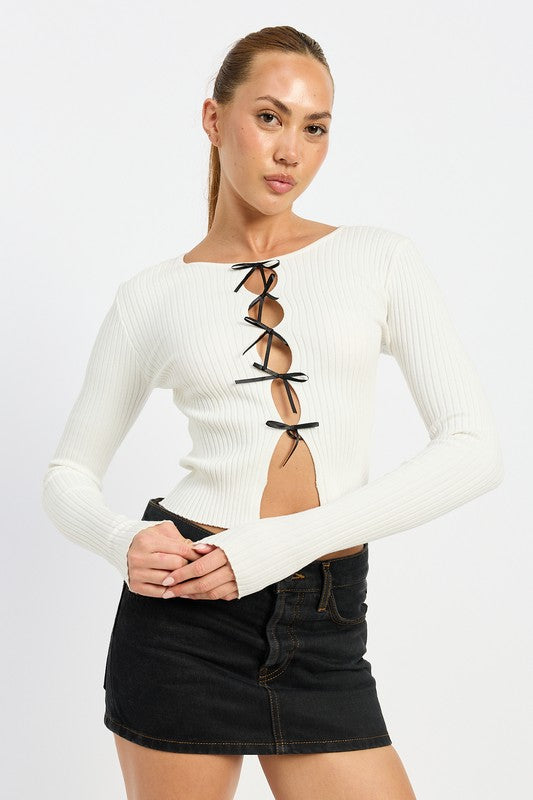 Laced Intentions Ribbed Bow Top