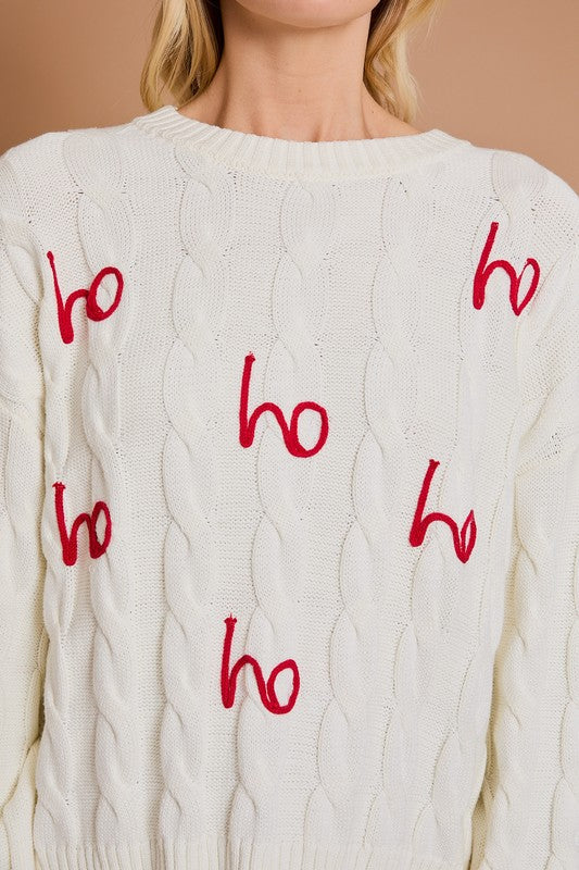 'Ho Ho Ho' Round Neck Christmas Sweater