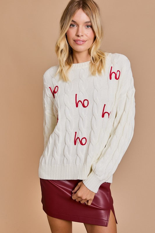 'Ho Ho Ho' Round Neck Christmas Sweater