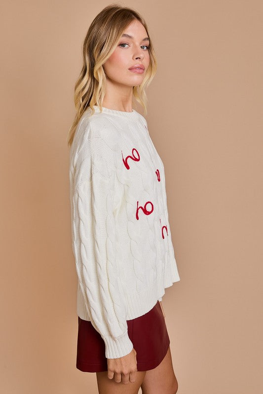 'Ho Ho Ho' Round Neck Christmas Sweater