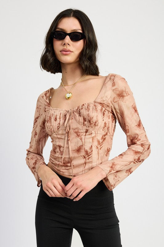 Autumn Script Floral Top