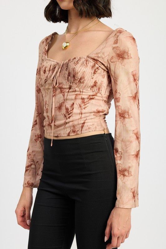 Autumn Script Floral Top