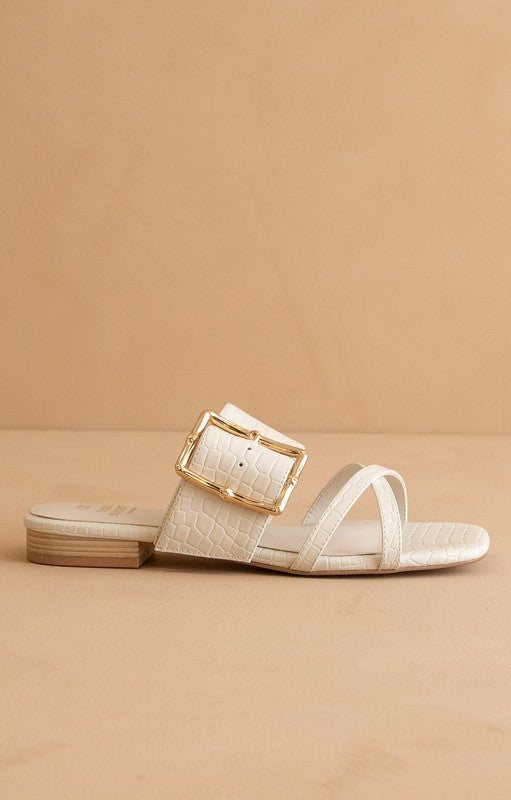 Vacation Buckle Slide Flat Sandal