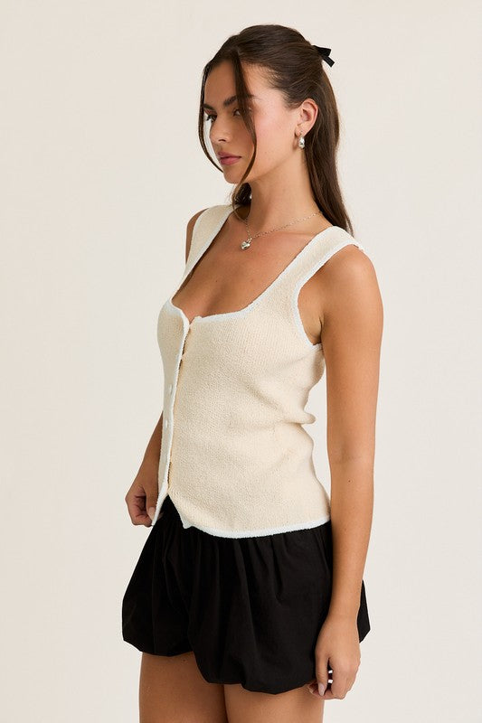 Luce Contrast Square Neck Top