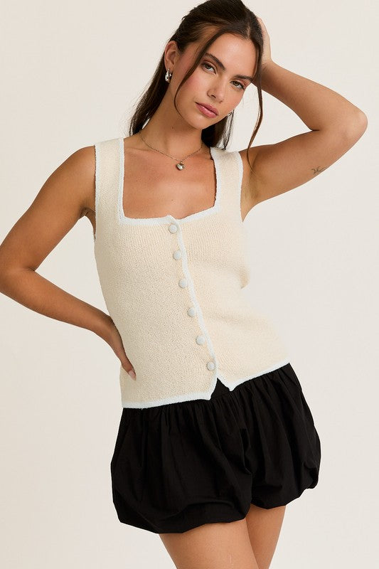 Luce Contrast Square Neck Top