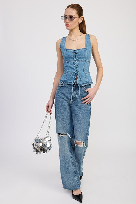 Blue Crush Lace-Up Bustier Top