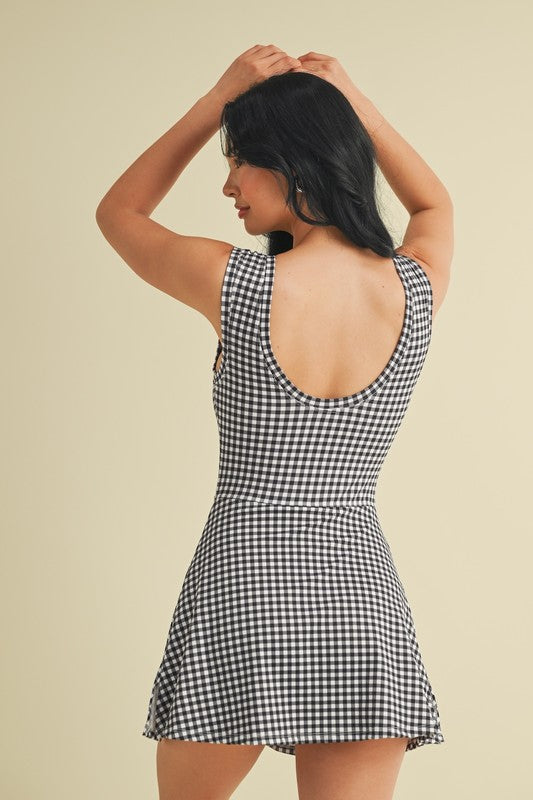 Gingham Charm Wrap Mini Dress