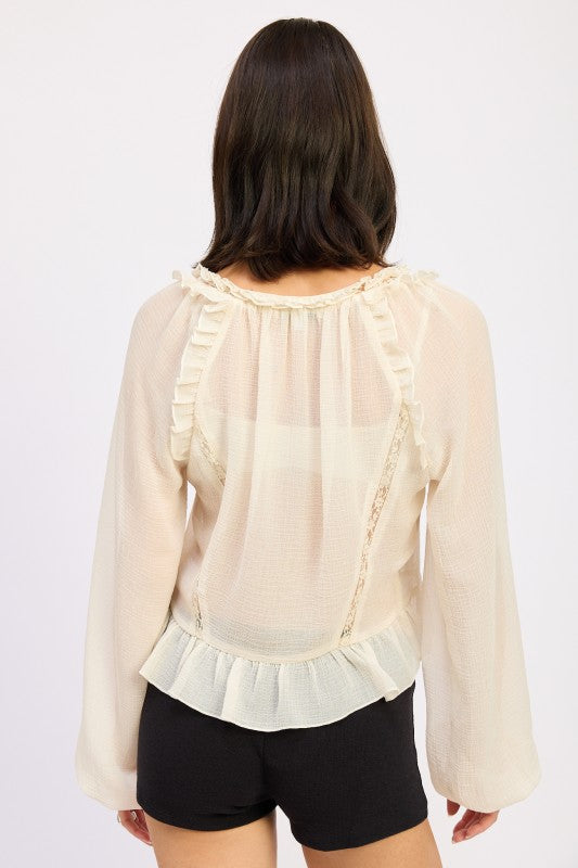 Honey Flare Tie Blouse Top