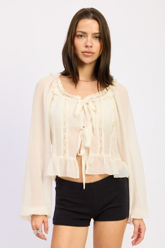 Honey Flare Tie Blouse Top