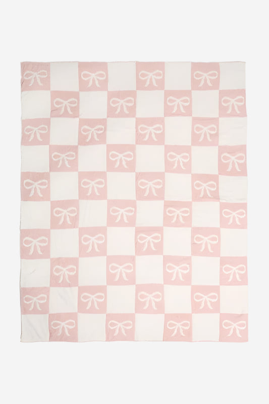 Bow & Check Luxe Throw Blanket