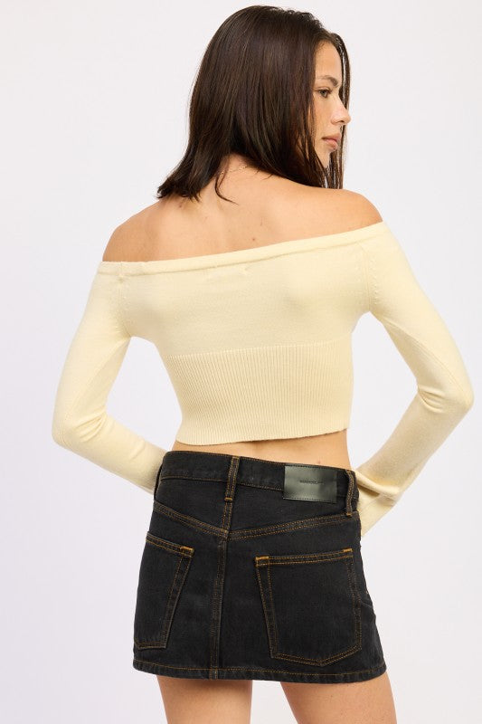 Buttercream Off Shoulder Cropped Top