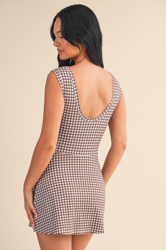 Gingham Charm Wrap Mini Dress