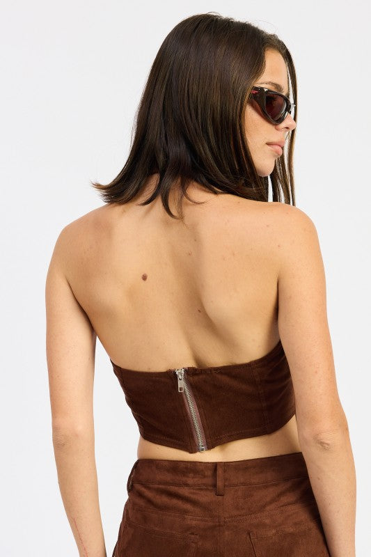Espresso Suede Halter Top