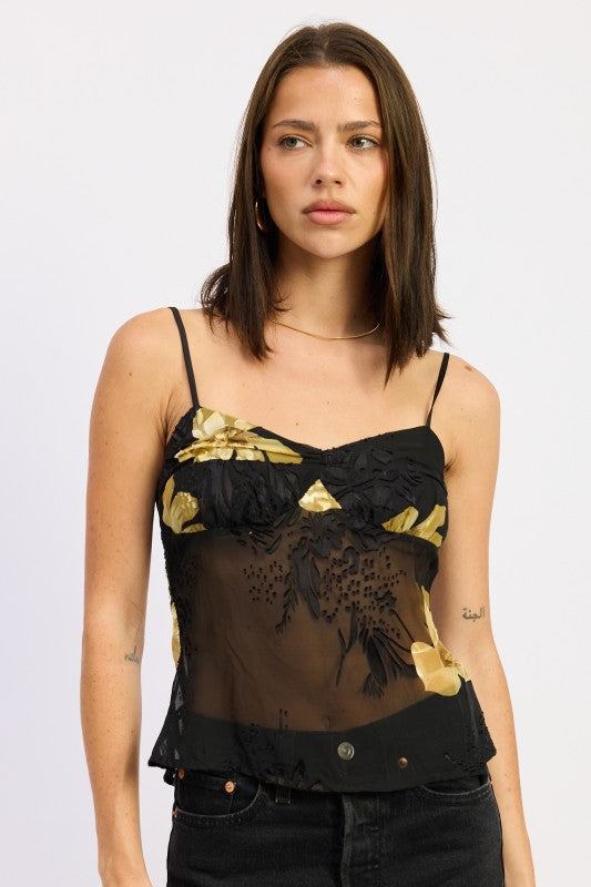 Celeste Sheer Floral Cami Top