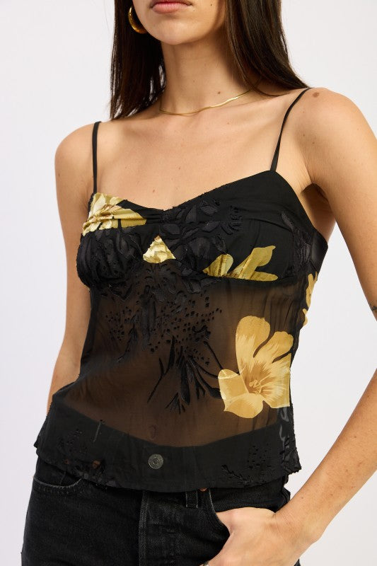 Celeste Sheer Floral Cami Top