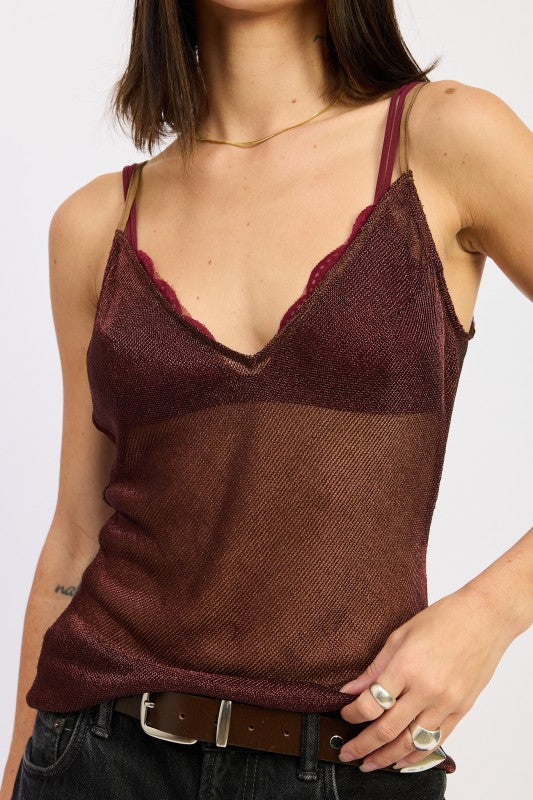 Aveline Metallic Chainmail Cami Top
