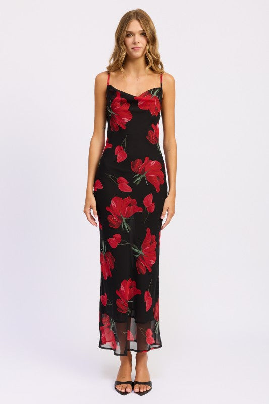 Crimson Petal Maxi Dress