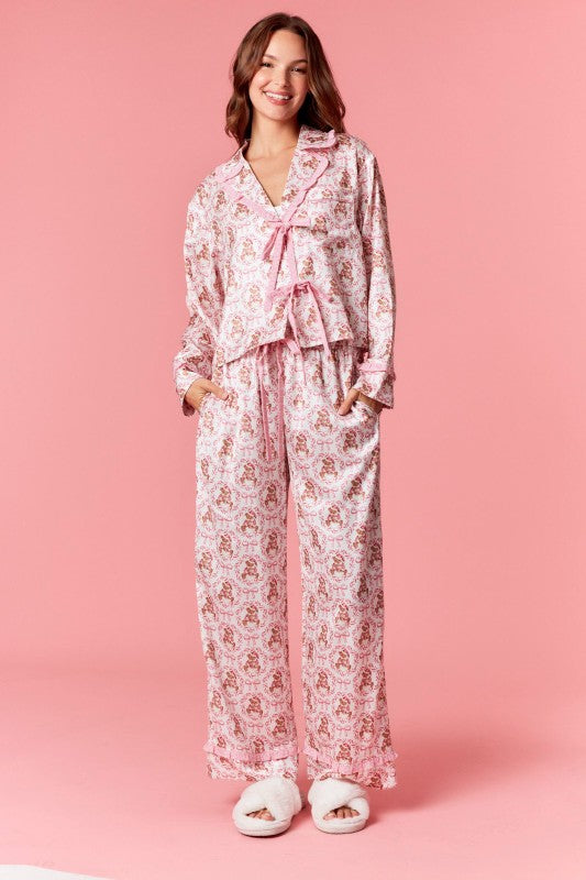 Bear & Bow Satin Pajama Top