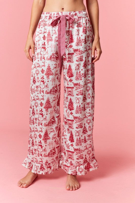 Holiday Chateau Satin Pajama Pants