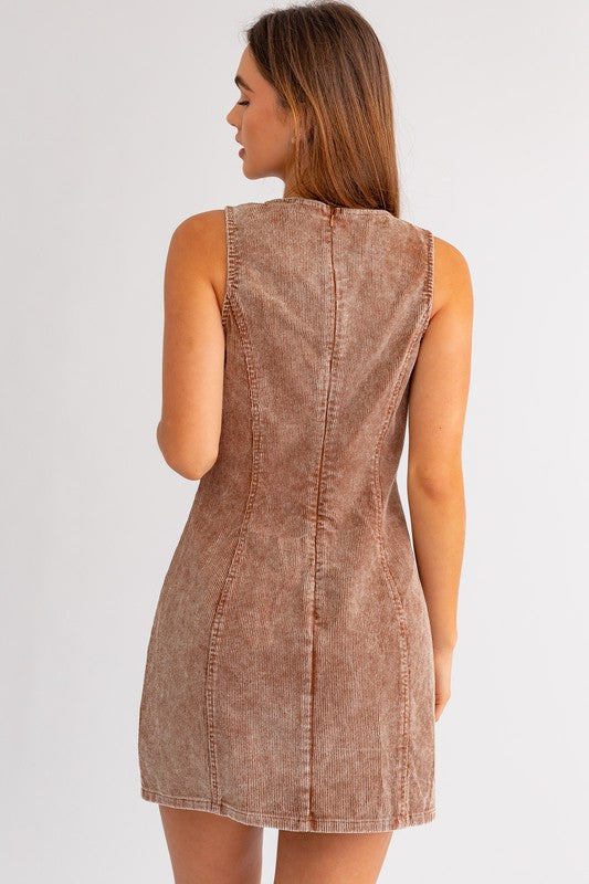 Coffee Shop Date Corduroy Mini Dress
