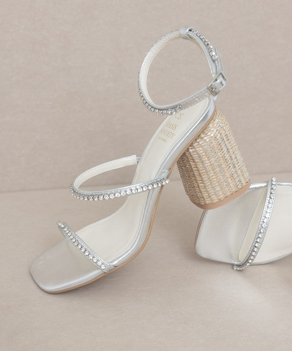 Shine Bright Studded Raffia Heeled Sandal