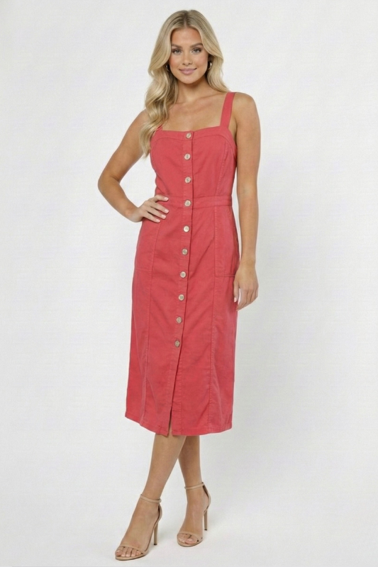 Amelie Linen Button Midi Dress