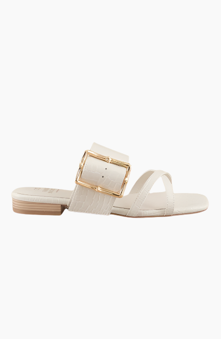 Vacation Buckle Slide Flat Sandal