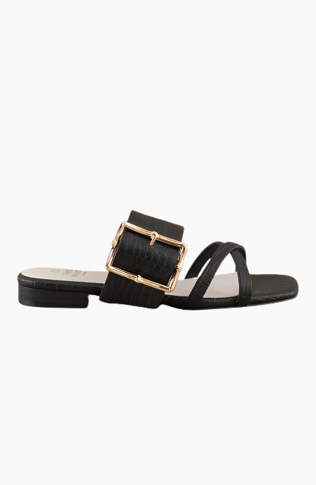 Vacation Buckle Slide Flat Sandal