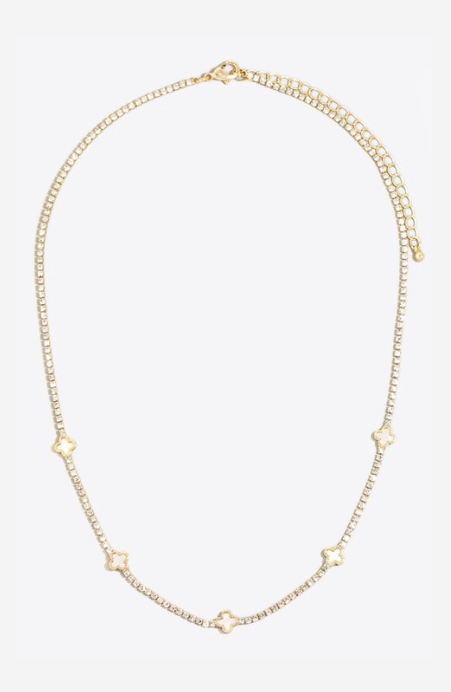 Clover Shell Rhinestone Necklace