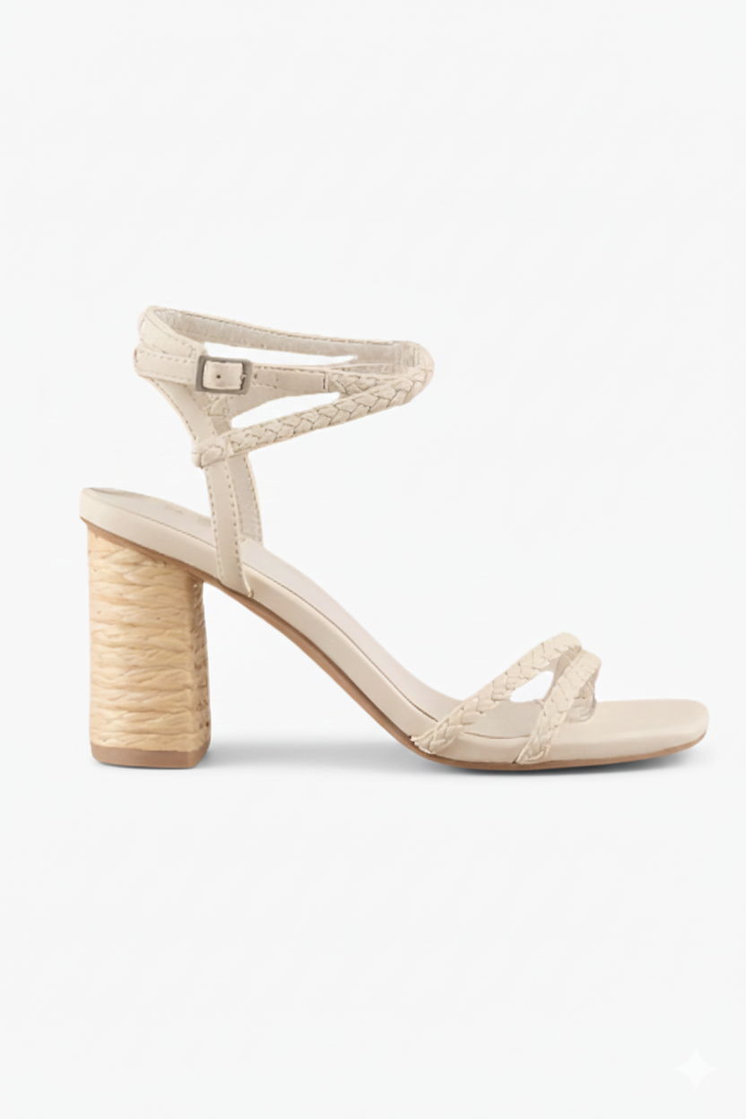 Zoella Braided Straw Block Heeled Sandal