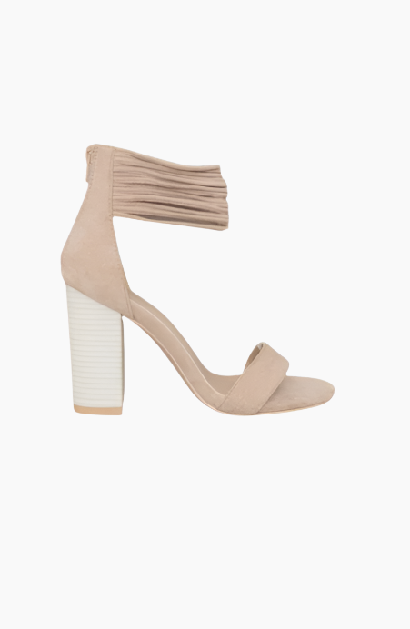 Blair Faux Suede Strappy Heeled Sandal - Cream
