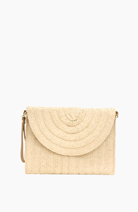 Beach Bungalow Fold Over Straw Clutch