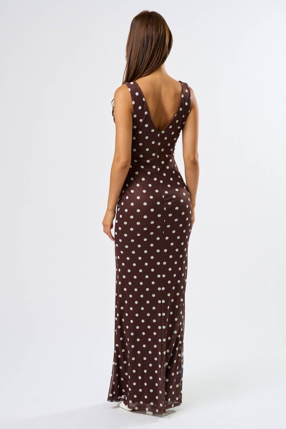 Espresso Nights Polka Dot Maxi Dress