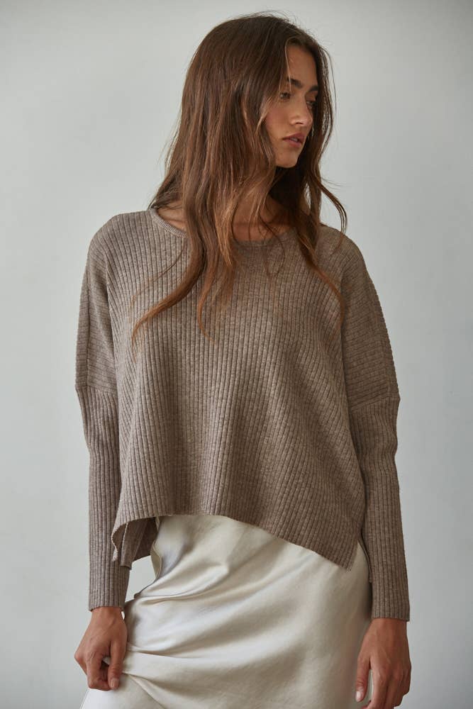 Cozy Intentions Ribbed Knit Sweater Top